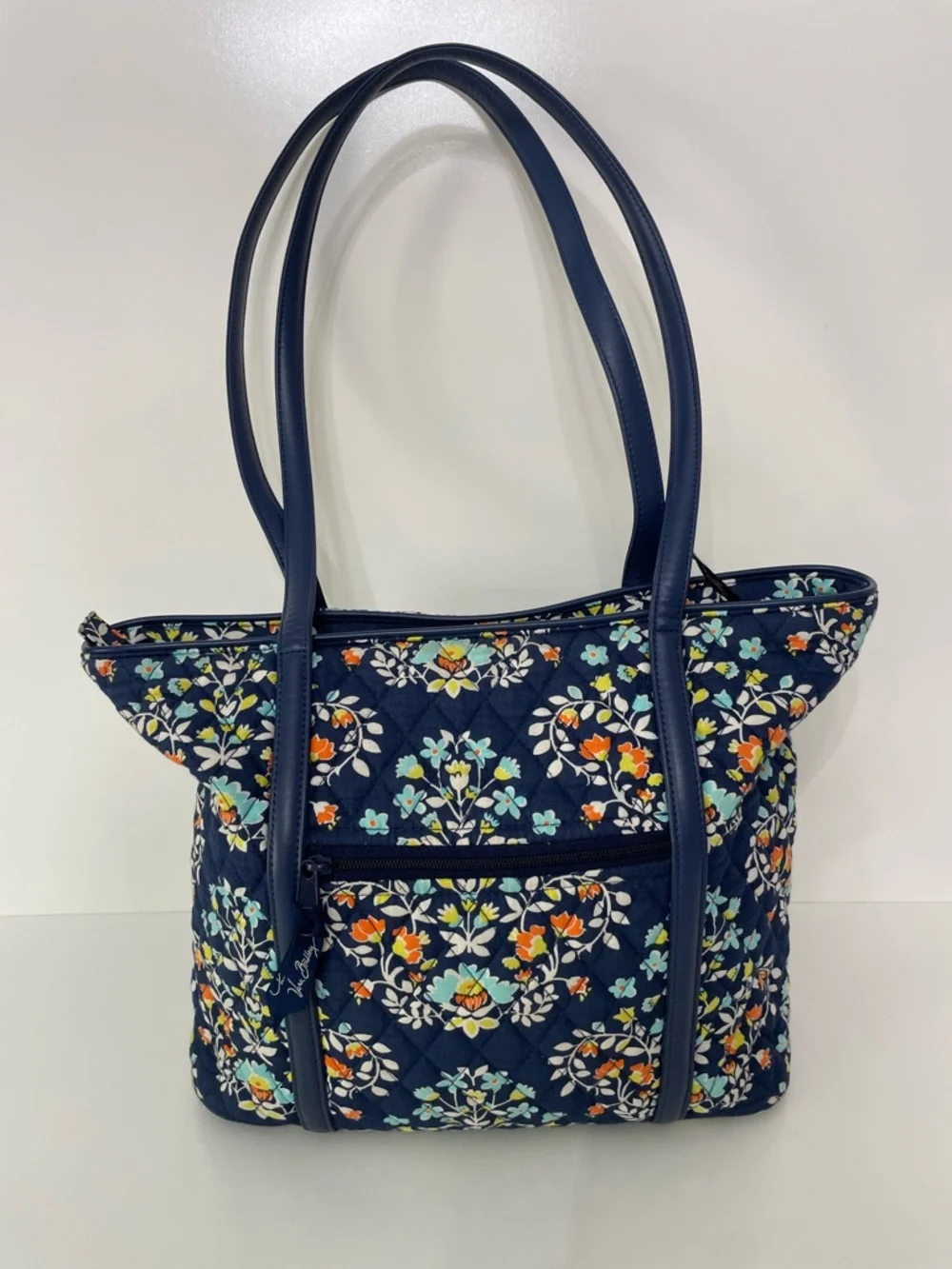 Vera Bradley Navy Chandelier Floral Quilted Shoulder Tote Bag Travel Preppy Boho